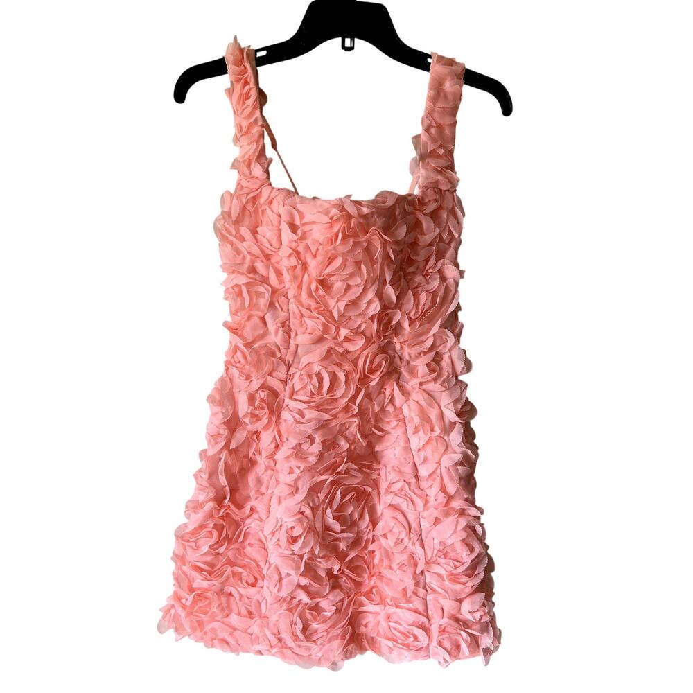 Oh Polly Posy Roses Pink Floral-Appliqué Corset Mini Dress in Coral Size 2 - Picture 4 of 9